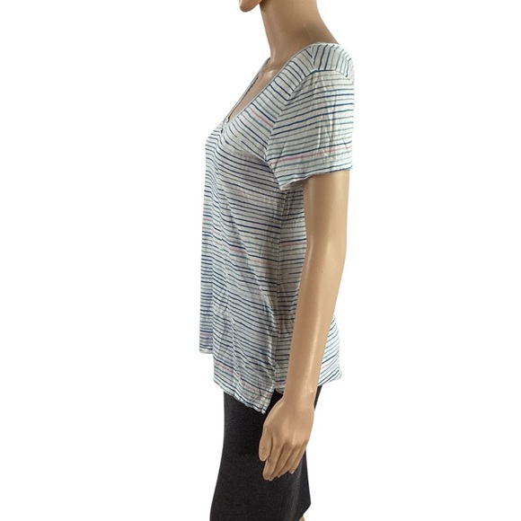 t.la Tillie V-Neck Striped Tee Blue White Short Sleeve Top XS - Picture 4 of 7